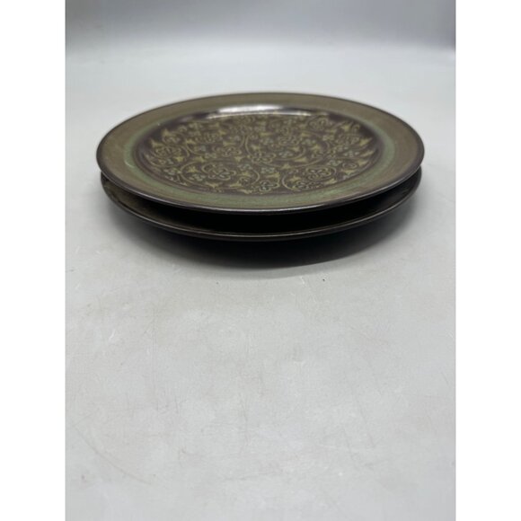 Vtg Franciscan Madeira Brown Floral Stoneware dinner Plate set of 2 READ - Picture 4 of 6